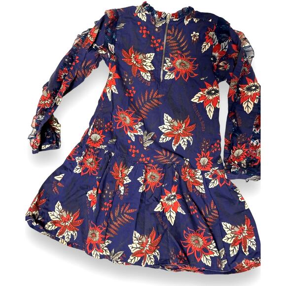 Scotch & Soda Girls floral Dress Red Purple Hawaiian High Neck 6 Yr - Picture 4 of 9